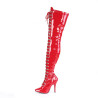 Pleaser SEDUCE-3024 Red Laced Thigh High Boots