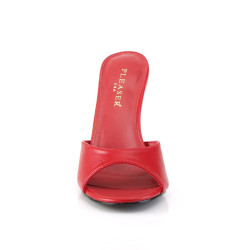 Pleaser CLASSIQUE-01 Red Kid Vegan Heeled Mules Women