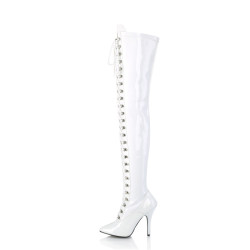 Pleaser SEDUCE-3024 White Laced Thigh High Boots