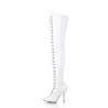 Pleaser SEDUCE-3024 White Laced Thigh High Boots
