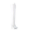 Pleaser SEDUCE-3024 White Laced Thigh High Boots