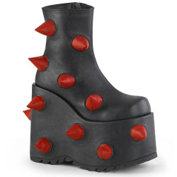 Demonia SLAY-77 Black Red Platform Ankle High Boots