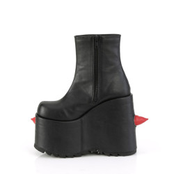 Demonia SLAY-77 Black Red Platform Ankle High Boots