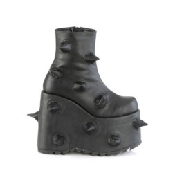 Demonia SLAY-77 Black Vegan Platform Ankle High Boots