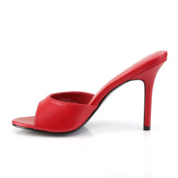 Pleaser CLASSIQUE-01 Red Kid Vegan Heeled Mules Women