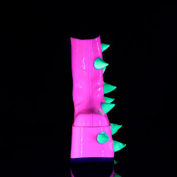 Demonia SLAY-77 Neon Pink Green Platform Ankle Boots