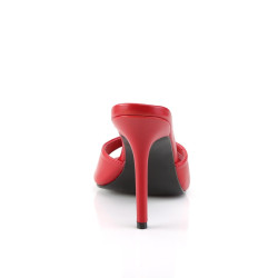 Pleaser CLASSIQUE-01 Red Kid Vegan Heeled Mules Women