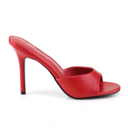 Pleaser CLASSIQUE-01 Red Kid Vegan Heeled Mules Women