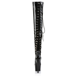 Pleaser ADORE-3063 Black Laced Platform Overknee Boots