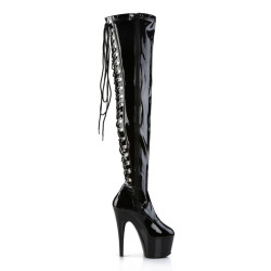 Pleaser ADORE-3063 Black Laced Platform Overknee Boots