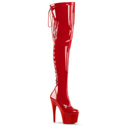 Pleaser ADORE-3063 Red Laced Platform Overknee Boots