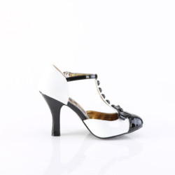Pin Up Couture SMITTEN-10 White T-Strap D'orsay Pumps