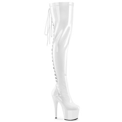 Pleaser ADORE-3063 White Laced Platform Overknee Boots