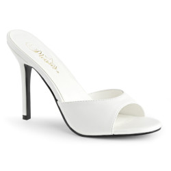 Pleaser CLASSIQUE-01 White Vegan High Heeled Mules