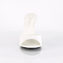 Pleaser CLASSIQUE-01 White Vegan High Heeled Mules