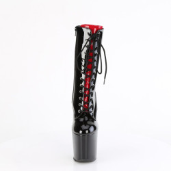 Pleaser CRAZE-1040FH Black-Red Patent Ankle Boots