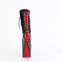 Pleaser CRAZE-1040FH Black-Red Patent Ankle Boots