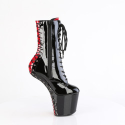 Pleaser CRAZE-1040FH Black-Red Patent Ankle Boots