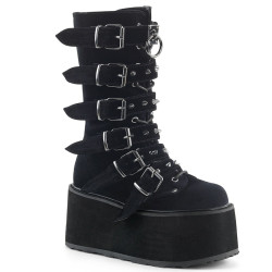 Demonia DAMNED-225 Black Velvet Platform Women Boots