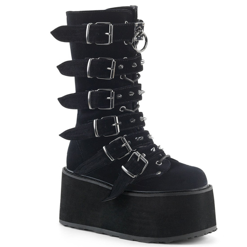 Demonia DAMNED-225 Black Velvet Platform Women Boots Demonia DAMNED-225 Black Velvet Platform Women Boots