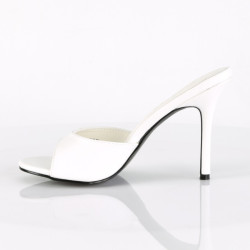 Pleaser CLASSIQUE-01 White Vegan High Heeled Mules