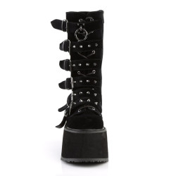 Demonia DAMNED-225 Black Velvet Platform Women Boots