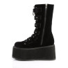 Demonia DAMNED-225 Black Velvet Platform Women Boots