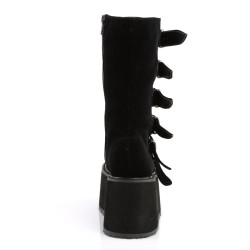 Demonia DAMNED-225 Black Velvet Platform Women Boots