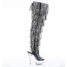 Pleaser DELIGHT-3017RSF Black Fringes Thigh High Boots