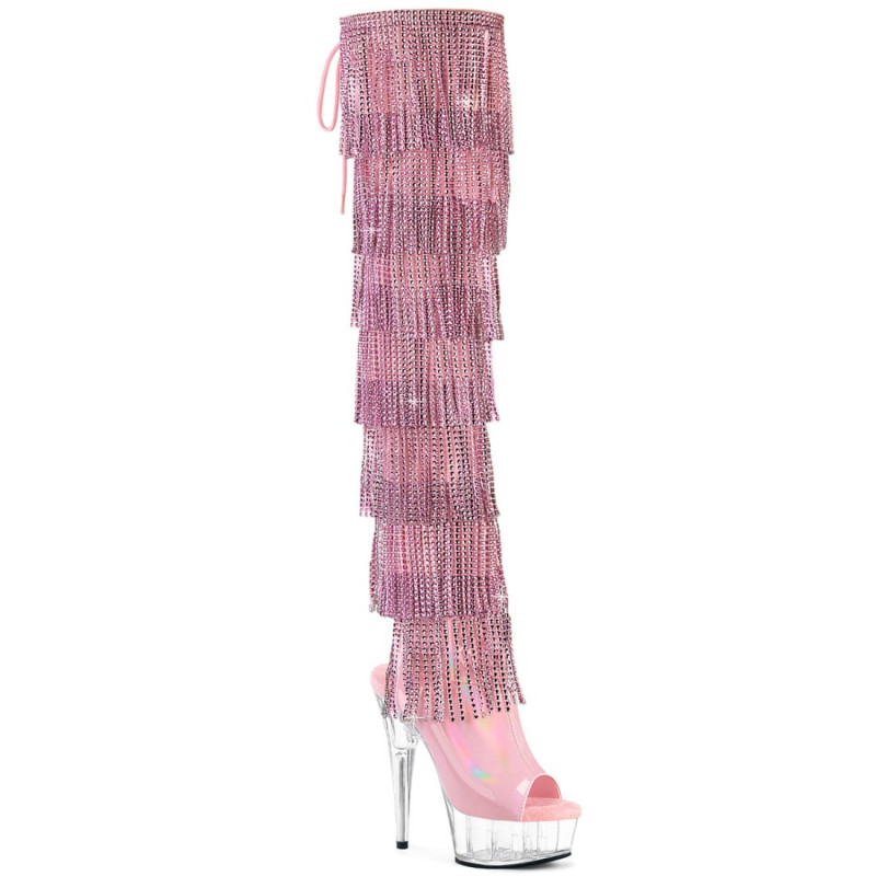 Pleaser DELIGHT-3017RSF Rose Fringes Thigh High Boots Pleaser DELIGHT-3017RSF Rose Fringes Thigh High Boots