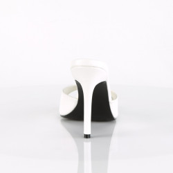 Pleaser CLASSIQUE-01 White Vegan High Heeled Mules