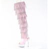 Pleaser DELIGHT-3017RSF Rose Fringes Thigh High Boots