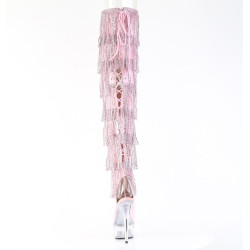 Pleaser DELIGHT-3017RSF Rose Fringes Thigh High Boots