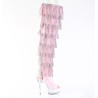Pleaser DELIGHT-3017RSF Rose Fringes Thigh High Boots