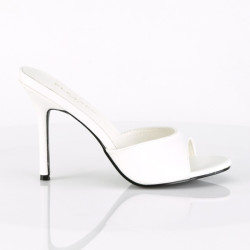 Pleaser CLASSIQUE-01 White Vegan High Heeled Mules
