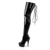 Pleaser DELIGHT-3063 Patent Laced Thigh High Boots