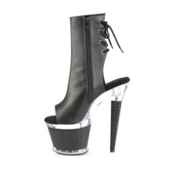 Pleaser SPECTATOR-1018 Black Vegan Leather Transparent