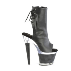 Pleaser SPECTATOR-1018 Black Vegan Leather Transparent