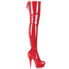 Pleaser DELIGHT-3063 Red Laced Thigh High Boots