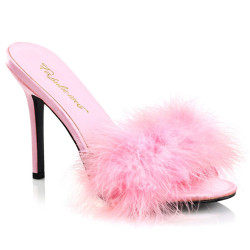 Fabulicious CLASSIQUE-01F Rose Vegan Fur Mules Women