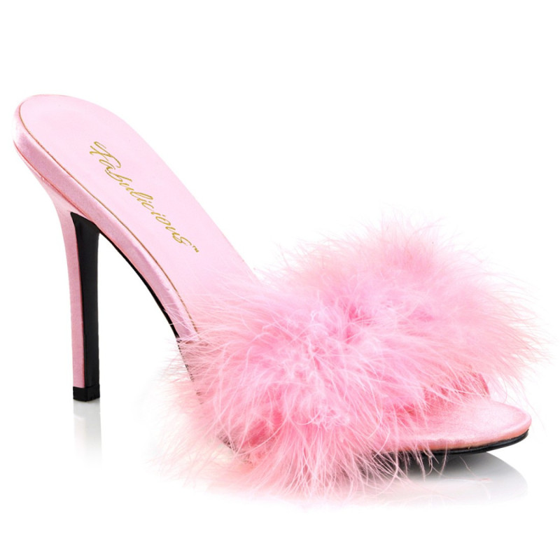 Fabulicious CLASSIQUE-01F Rose Vegan Fur Mules Women Fabulicious CLASSIQUE-01F Rose Vegan Fur Mules Women