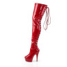 Pleaser DELIGHT-3063 Red Laced Thigh High Boots
