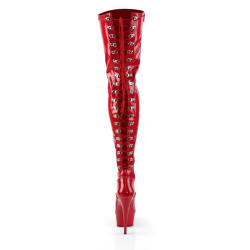 Pleaser DELIGHT-3063 Red Laced Thigh High Boots