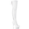 Pleaser DELIGHT-3063 White Laced Thigh High Boots