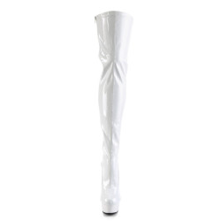 Pleaser DELIGHT-3063 White Laced Thigh High Boots