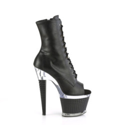 Pleaser SPECTATOR-1021 Black Vegan Leather Transparent