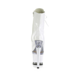 Pleaser SPECTATOR-1021 White Patent Transparent Boots