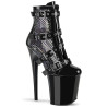Pleaser FLAMINGO-1013RM Black Patent Strass Mesh Boots