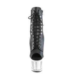 Pleaser SPECTATOR-1021RS Black Vegan Leather Silver