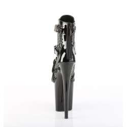 Pleaser FLAMINGO-1013RM Black Patent Strass Mesh Boots